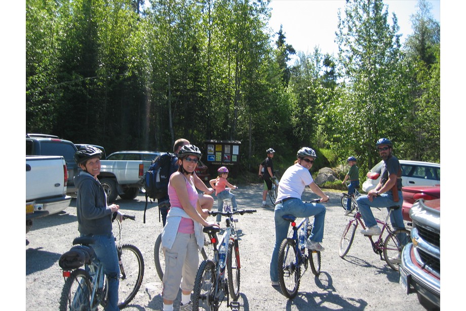 Biking upper Russian Lake Trail east of Browns Lake